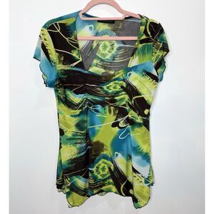 VTG Y2K Ruched Top Large Asymmetrical Fairycore Grunge Babydoll Chocolate Brown